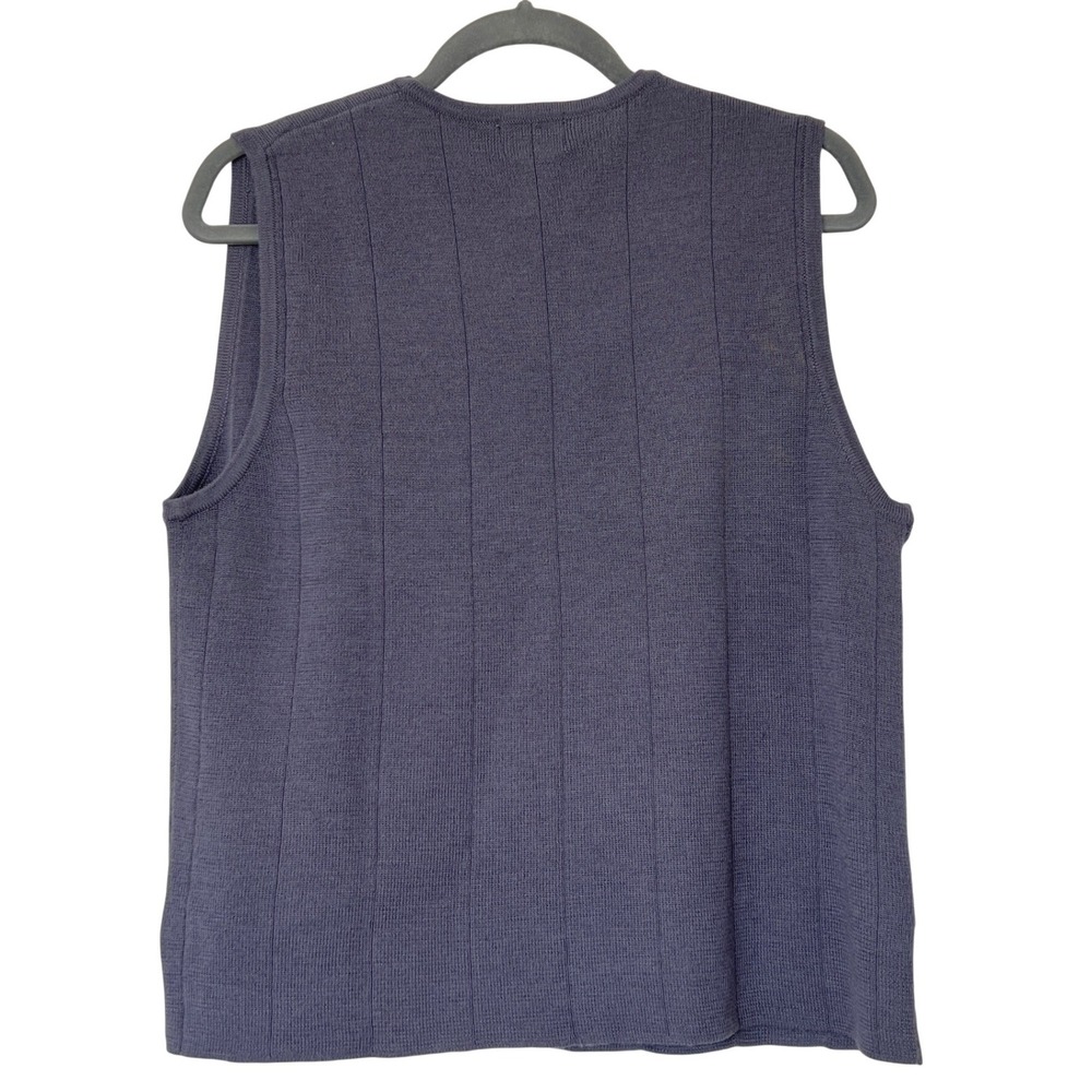 90s Koret‎ Petites Vintage Purple Embroidered Button Wool Blend Sweater Vest - Picture 7 of 11